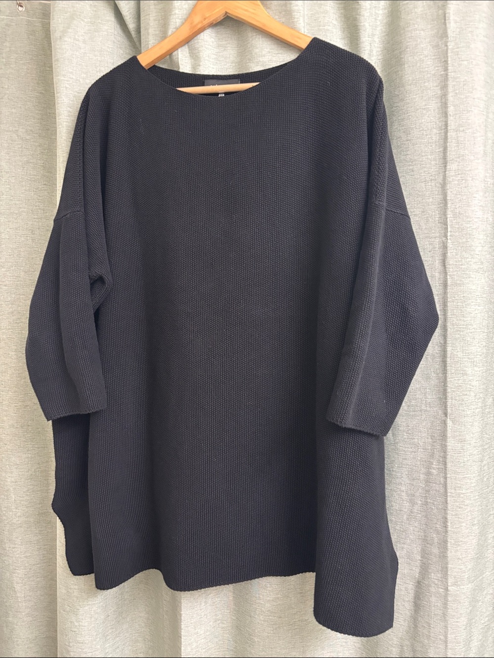 eskandar O/S Square 3/4 Sleeve Knit Cotton Oversized Tunic Top Made in Scotland